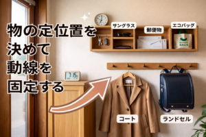 物の定位置を決めて動線を固定